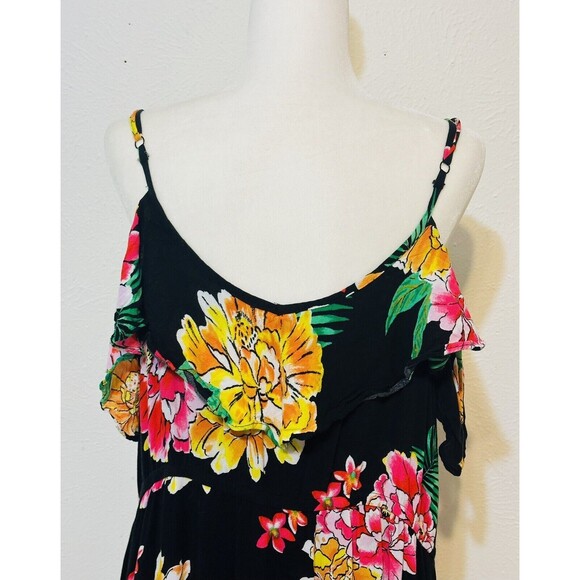 Old Navy Women Size XXL Black Tropical Flowers Print Lined Dress Boho Colorful - Picture 9 of 13